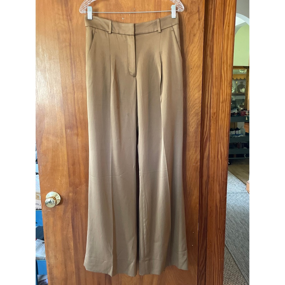Banana Republic Camel Brown Italian Satin Wide Leg Pants 8L Minimalist Flaw